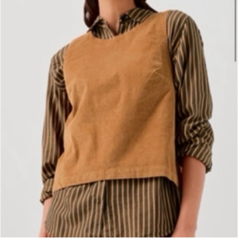 PACT MODERN CORDUROY BUTTON BACK TANK SIZE LARGE IN CAMEL - Picture 16 of 16
